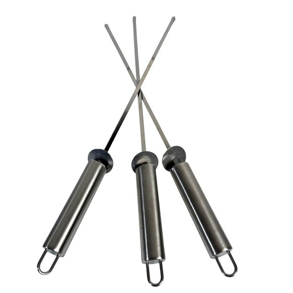 Stainless Steel Rotating BBQ Skewers Grill Tool Kabob Loop Set Of 3 Tailgate - Picture 1 of 14